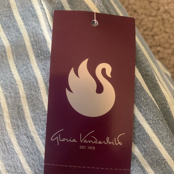 (1598) Gloria Vanderbilt Robertson Indigo Wide Stripe Amanda Wide Leg Crop Pants - Picture 5 of 8